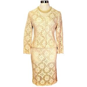 Event Cream Lace Event Jacket Skirt Set